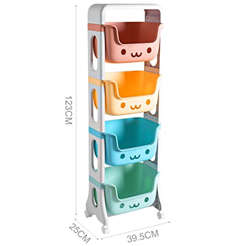 AM ANNA 4 Tier Toy Organizers and Storage Bins on Wheels, Kids Storage Organizer for Toys, Toddler Bedroom Furniture for Toys, Toiletries, Storage Organizer Toy Bins for Kids (4 Tier)