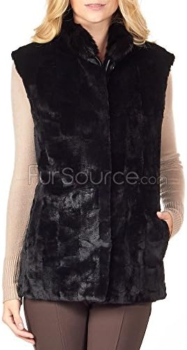 Frr Black Scalloped Reversible Taffeta Mink Fur Vest - Small