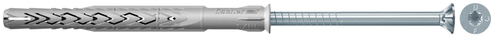fischer SXRL Long Shaft Dowel 10 x 60 T, High-Quality Dowel with Matching Countersunk Screw (Pack of 50), Nylon Dowels for Optimal Hold and Easy Installation in Concrete, Brick and Aerated Concrete