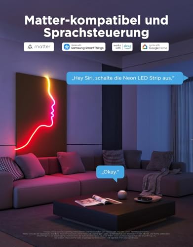 Govee Neon Rope Light 2, 10m RGBIC LED Streifen mit Form-Mapping, DIY Design, Kompatibel mit Matter, SmartThings, Alexa & Google Assistant, ideal für Gaming & Schlafzimmer，Weiß