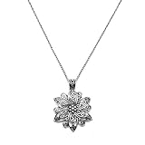Antique Silver Tone Round Flowers Pendant Necklace Chain Long Necklace (Antique Style 2)