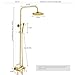 Polished Gold Shower Set 8-Inch Rainfall Shower Head Brass Shower Faucet Kit with Hand Held Spray High End Luxury