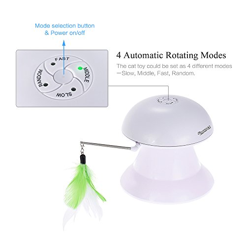 DADYPET-Katzen-Federspielzeug-Katzenspielzeug-Elektrisch-Katzenspielzeug-Federstab-Intelligenzspielzeug-Katzenspiel-Drehen-Feder-Spielzeug-360-Drehung-mit-Gefieder-Wei