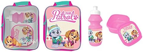 Kids Character 3 Piece Insulated Lunch Bag with Drink Bottle & Sandwich Box (Paw Patrol Girls 2)