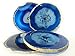 Agate Coaster Cup Mat Blue Colour 3.5 Inches - 4 Inches Natural Beautiful Blue Crystal Gemstone Agate Beverage Coasters for Drinks Gift Set of 4 with Feet