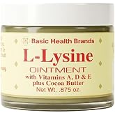 Basic Brands Lysine Lip Balm, 0.875 oz | Camphor, Menthol, Vitamins A &amp; E for Cooling, Moisturizing, Soothing, Hypoallergenic &amp; Nourishing Care