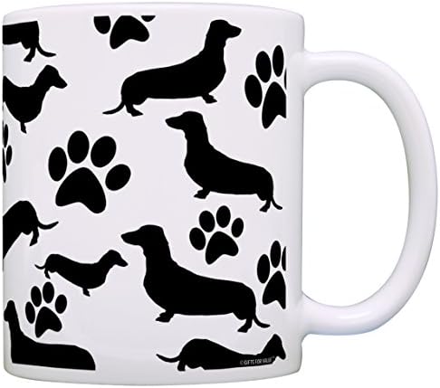 Dachshund Gift Dachshund Doxen Doxie Paw Print Pattern Gift Coffee Mug Tea Cup White