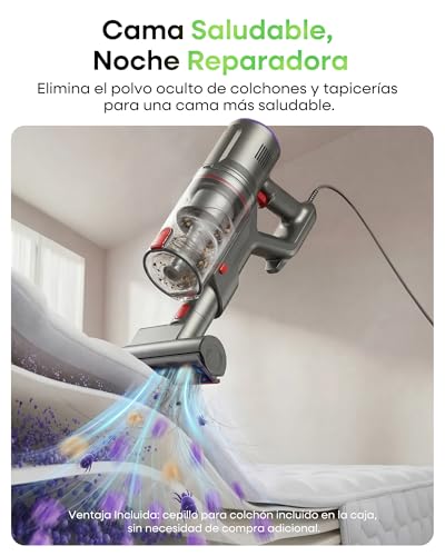FamiVac FV2 Aspiradora con Cable, 65Kpa/600W Aspirador Potente con Cepillo para Colchón, 1,3KG Ligera, Cable 7M, 1,5L, Cepillo Antienredos & Autoportante para Alfombras, Suelos, Pelos de Mascotas