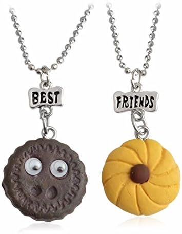Xumengwu 2pcs/set Best friend Cookie Necklace Set BFF Friendship Jewelry Polymer Clay Kawaii Miniature Mini Food Jewelry