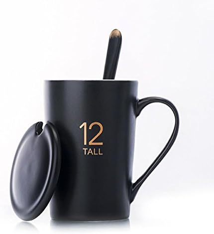 Mugcap Creative Ceramic Cup European Minimalist Mugs With Lid Of The Milk Jug With The Office Of The Water Bowl And Stylish, Black - 12 Oz (Normal)