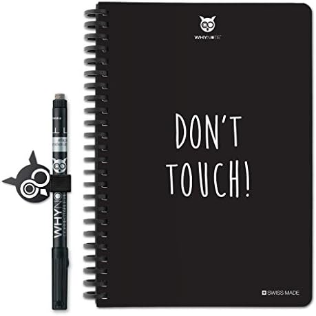 Whynote A5 Lined Reusable Notebook with Pen and Pen Holder, Don't Touch