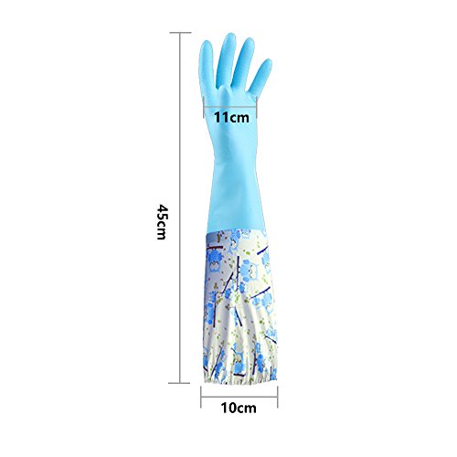 image for HDY Reusable 2 Pairs Rubber Cleaning Gloves, Household Flock Lined Dis