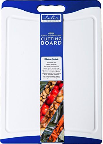 Dishwasher Safe Large Plastic Cutting Board With Non-Slip Silicone Edges and Drip Juice Groove. Polypropylene Cutting Board by Dutis Kitchenware (Blue)
