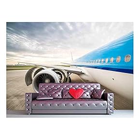 Airplane on The Airport. Checking Condition of Huge Engine - Removable Wall Mural | Self-Adhesive Large Wallpaper - 66x96 inches