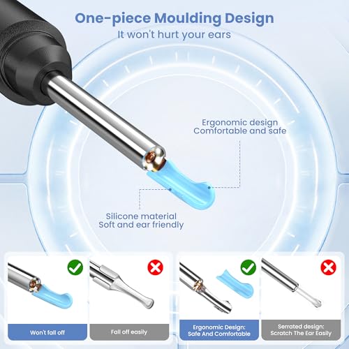 Ear Wax Removal, Ear Cleaner with 8 Pcs Ear Set, Ear Wax Removal Kit, 1296P HD Endoscope with 6 LED Lights, Kids Adults Ear Cleaning Gift, Compatible with iPhone & Android Smart Phones