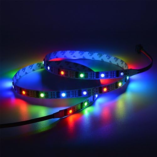 Yaqing Lighting 3.2ft/1M WS2801 Addressable LED Strip Arduino Development Ambilight TV 32leds/m 5050 RGB 12mm White PCB DC5V Non-waterproof IP20 Led Magic Dream Color Rope Light
