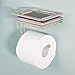 mDesign Toilet Tissue Paper Holder and Multi-Purpose Shelf - Wall Mount Storage Organizer for Bathroom, Holds 1 Mega Rolls - Durable Metal Wire Design - Satin