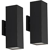 Cerdeco Aluminum Modern Outdoor Wall Light, Exterior Up Down Light Fixtures Matte Black [UL Listed] (2 Pack)