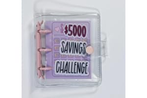 Mini Money Saving Binder, Save $5000 Envelopes Money Saving Challenge Book, Portable (Pink, 1)