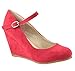 Bella Marie Denise-1 Women's round toe wedge heel mary jane squeaky strap suede shoes