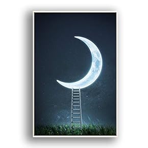 Framed Canvas Wall Art for Living Room, Bedroom Moon with Bright Canvas Prints for Modern Home Decoration Ready to Hang - 16"x24" inches
