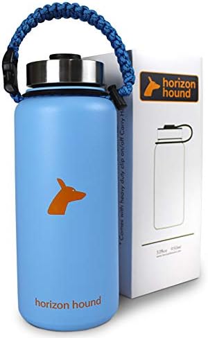 horizon hound 32 oz Water Bottle - Stainless Steel Vacuum Insulated Thermos Flask Wide Mouth - Leakproof Lid - Paracord Handle - BPA Free