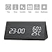 Digital Alarm Clock, Wooden LED Alarm Clock with Triple Alarms, 3 Levels Brightness Dimmer, Big Digit Display Date, Temperature and Humidity for Home Bedrooms