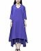 ZANZEA Women Vintage V Neck Irregular Two Layer Loose Cotton Linen Long Dress Blue XL