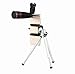 WONBSDOM Universal 12X Zoom Clip-On Aluminum Telephoto Manual Focus Telescope Camera Lens Phone Lens (Black) with Tripod + Retractable Phone Holder + Microfiber Cleaning Cloth for iPhone 4S 5 5S 5C 6 iTouch iPad Samsung Galaxy S3 S4 S5 S6 Note 2/3/4 HTC Nokia Sony,etc.