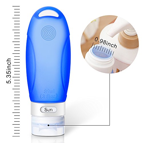 Leak Proof Travel Silicone Bottles(4Pack,3oz),Soft Squeeeze Refillable Silicone Travel Containers,Travel Accessories for Carry On Luggage - For Shampoo, Conditioner, Lotion