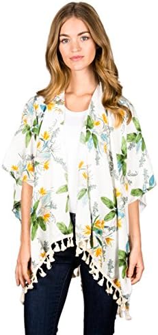 Lulla Collection Tropical Print Tassel Kimono