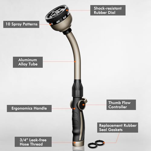 RESTMO Watering Wand Heavy Duty, 15-Inch Long Hose Nozzle Sprayer photo 9