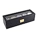 Caddy Bay Collection Compact Black Watch Case Storage Box With Glass Top Holds 5 Watches
