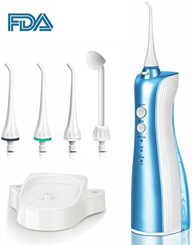 Electric Water Flosser, FiveHome Handheld Oral Irrigator/Teeth Cleaner/Nasal Wash With 4 Tools &3 Modes,Portable & Rechargeable, IPX7 Waterproof (BLUE)