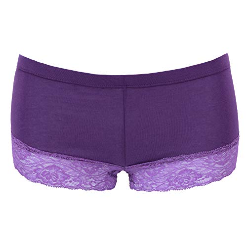 Women Cotton Underwear 6 Lace Boy Shorts Panties Slip Shorts for Womens