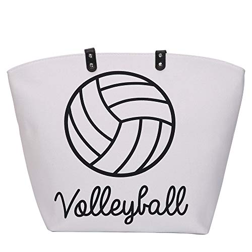 E-FirstFeeling Large Volleyball Tote Bag Shoulder Bag Utility Tote Beach Bag Volleyball Mom Gifts (Volleyball Letters)