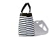 Flowertree Women's Waterproof Canvas PVC Coated Lunch Tote Bag Black & White Stripes +Box Package