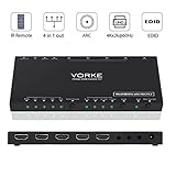 VORKE HDMI Switch HDR 4k2k@60Hz(4:4:4) 18Gbps 4 in 1 Out HDMI2.0b HDCP2.2 HDR Auto Switch RS232 EDID ARC with Stereo and Optical Output Remote Control (HD41 Pro)