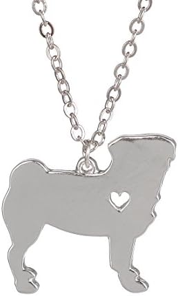 Silver Pug Necklace Dog Pendant Jewelry Breed Pet Jewelry Memorial Gift Hunters lovers