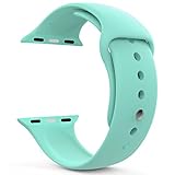 MoKo Apple Watch Band Series 1 Series 2, Soft Silicone Replacement Sports Band for 38mm Apple Watch 2015 & 2016 All Models, Mint GREEN (Not fit 42mm Versions)