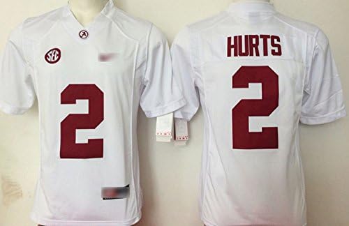 Mrmslove Men's Alabama Crimson Tide Hurts #2 Football Jersey Home White X-Large