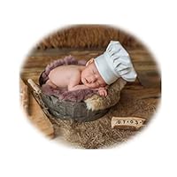 Coberllus Newborn Monthly Baby Photo Props Chef Hat Headdress For Boys Girls Photography Shoot,White,M