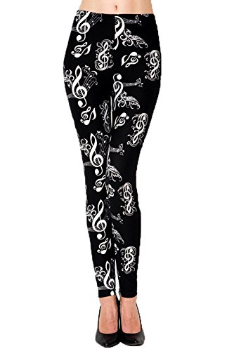 Trendy U Women's Buttery Soft Leggings, One Size Music Notes