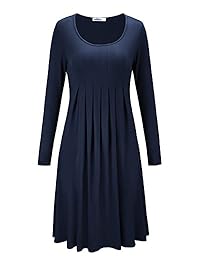 STYLEWORD - Vestido de manga larga plisado para mujer