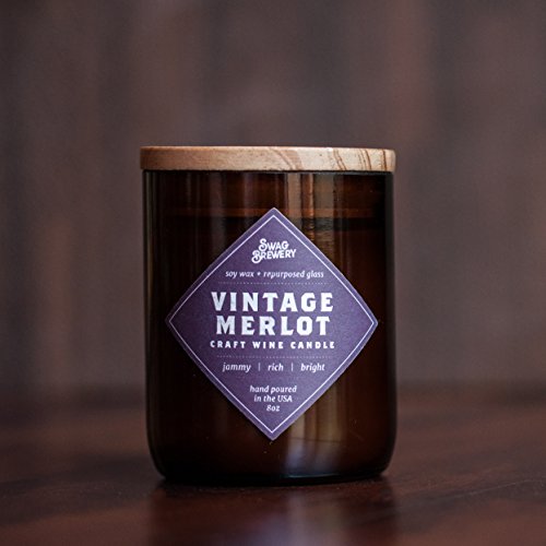 Swag Brewery Vintage Merlot Wine Candle - Makes a Great Wine Gift, Gift for Mom, Unique Wine Bottle Candle, Pinot Noir, Bordeaux, Cabernet, Syrah, Malbec, Chardonnay, LushMADE in USA
