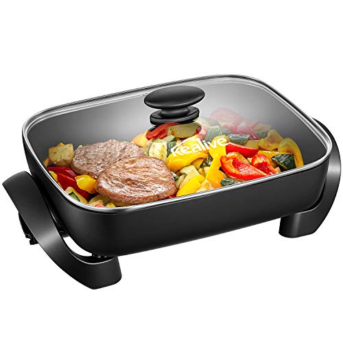 Kealive Electric Skillet, 15 Inch Nonstick Electric Skillet with