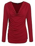 Zeagoo Women's Ruched Cowl Neck Casual Stretchy Top