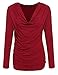 Zeagoo Women's Ruched Cowl Neck Casual Stretchy Top