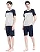 Suntasty Men's Summer Sleepwear Lounge Set Stripe Short Sleeve Pajamas Top with Solid Shorts Blue XL