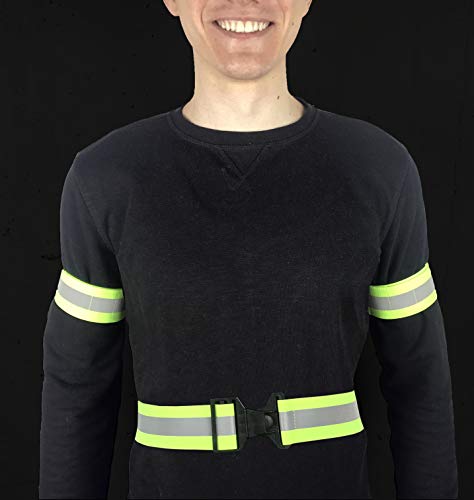 HiVisible Reflective Belt with 2 Reflective Bands (Green Belt + 2 Bands)
